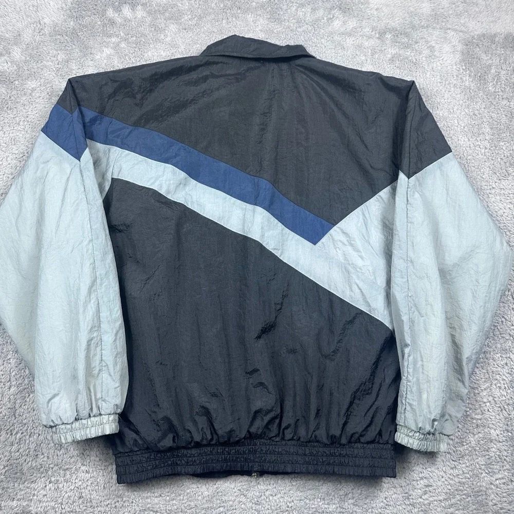 Converse‎ Windbreaker Mens Medium Black Grey Blue Vintage 90s Colorblock Jacket